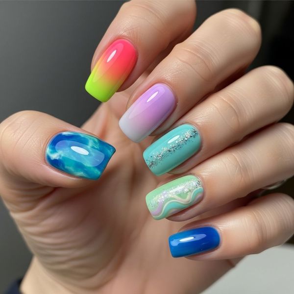 summer nail colors with unique designs