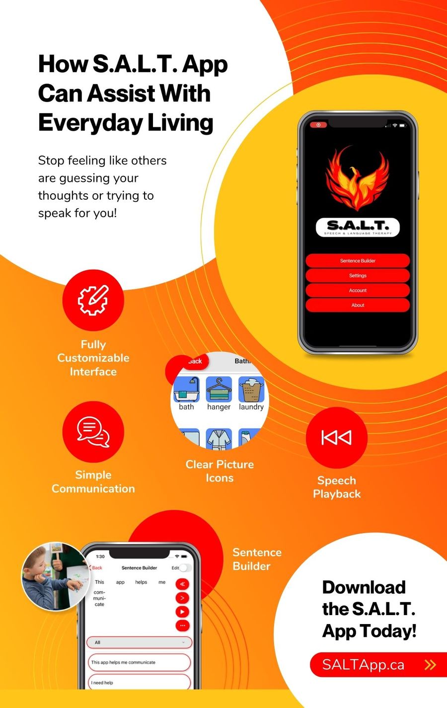 How S.A.L.T. App can assist with everyday living infographic