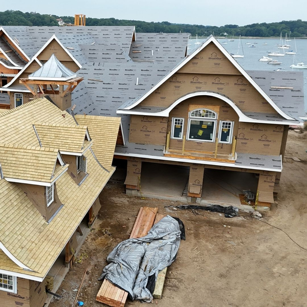 Image of a home in the process of being built with the materials visable