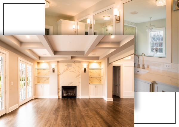 custom home with hardwood floors and custom stonework