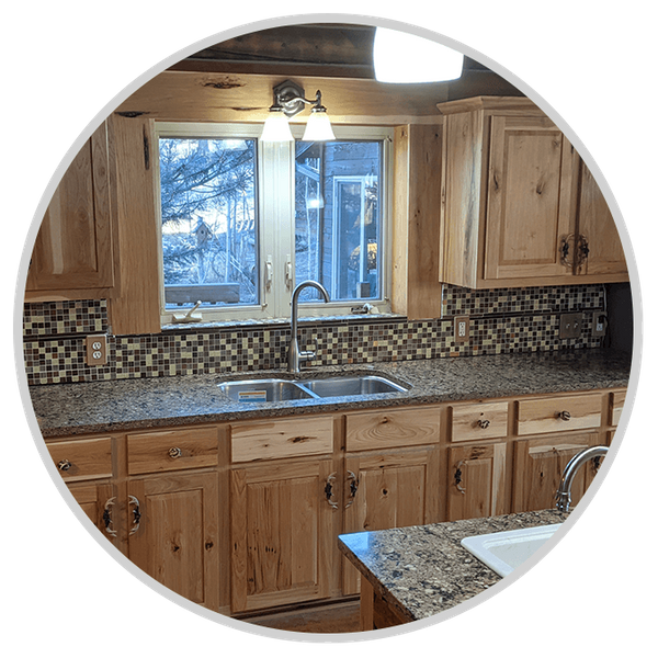 New rustic style wood cabinets