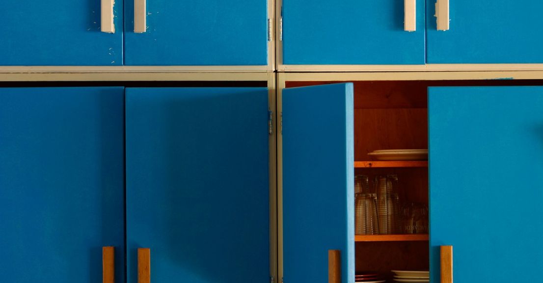 blue cabinet doors 