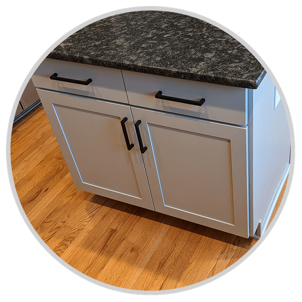 White cabinet kitchen island