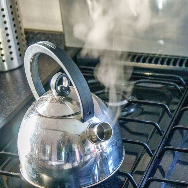 steaming tea kettle