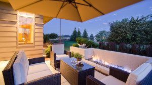 modern patio with furniture