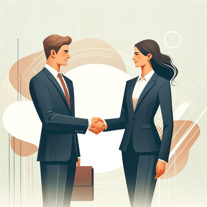 Business professionals shaking hands making a deal