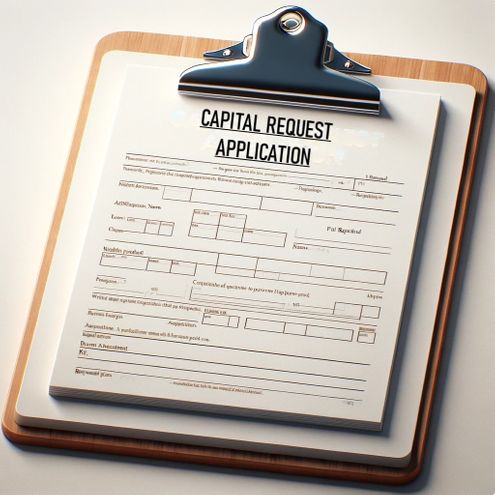 "Capital Request Application Form on Clipboard"