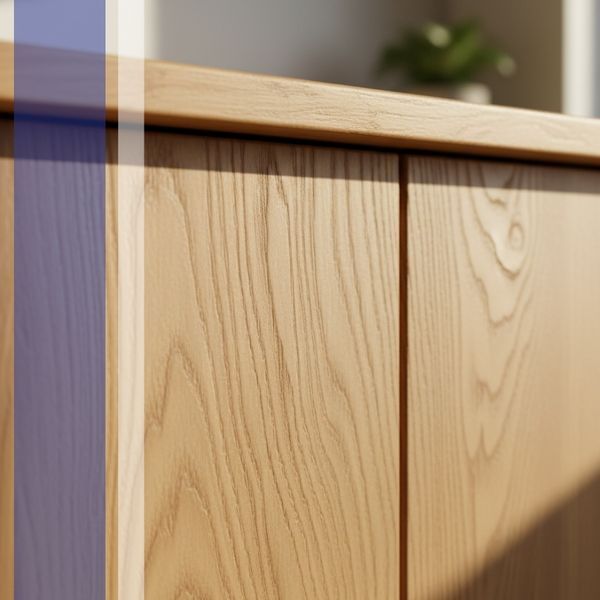 close-up image of a solid wood cabinet doors showing natural grain detail