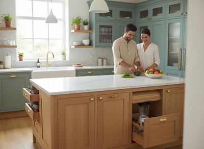 Couple Cooking in Modern Kitchen