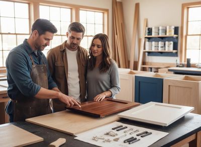 Couple Selecting Cabinet Doors with a Craftsman