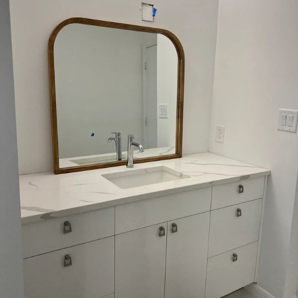 Bathroom mirror and cabinets