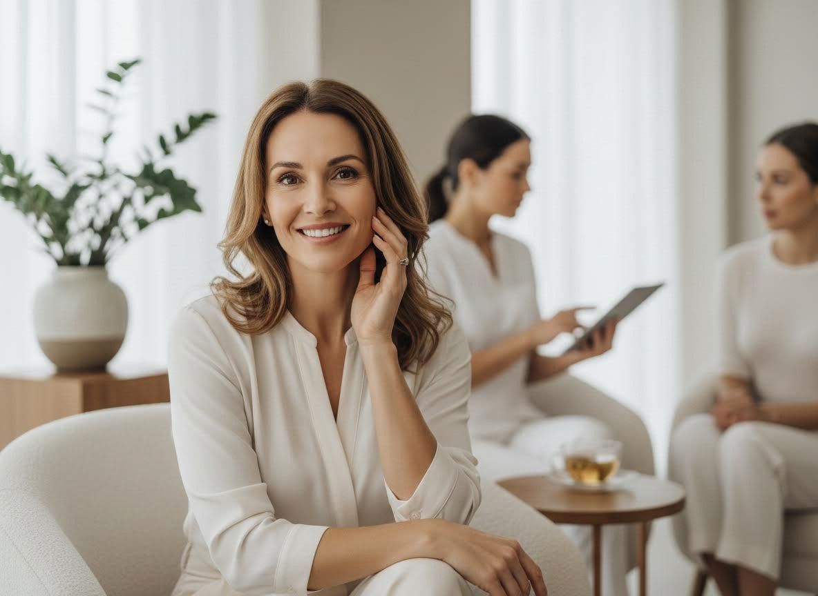 Smiling Woman in White Blouse