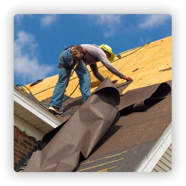 Person installing a new residential roof