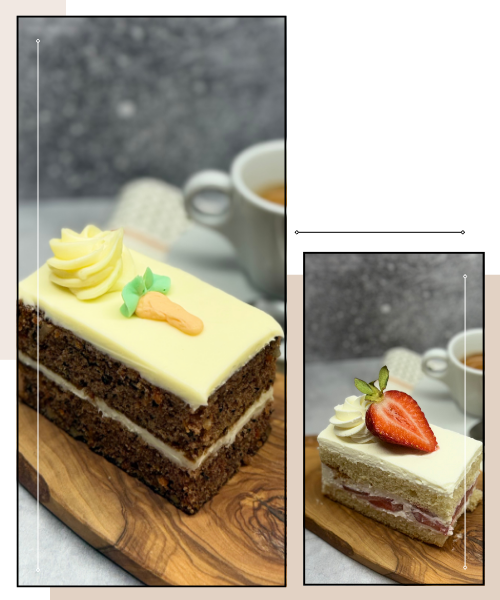 carrot cake slice and strawberry shortcake slice