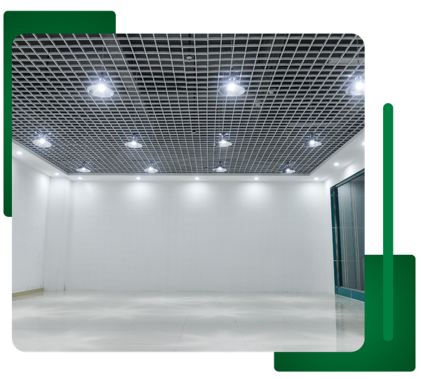 Large commercial space with lighting