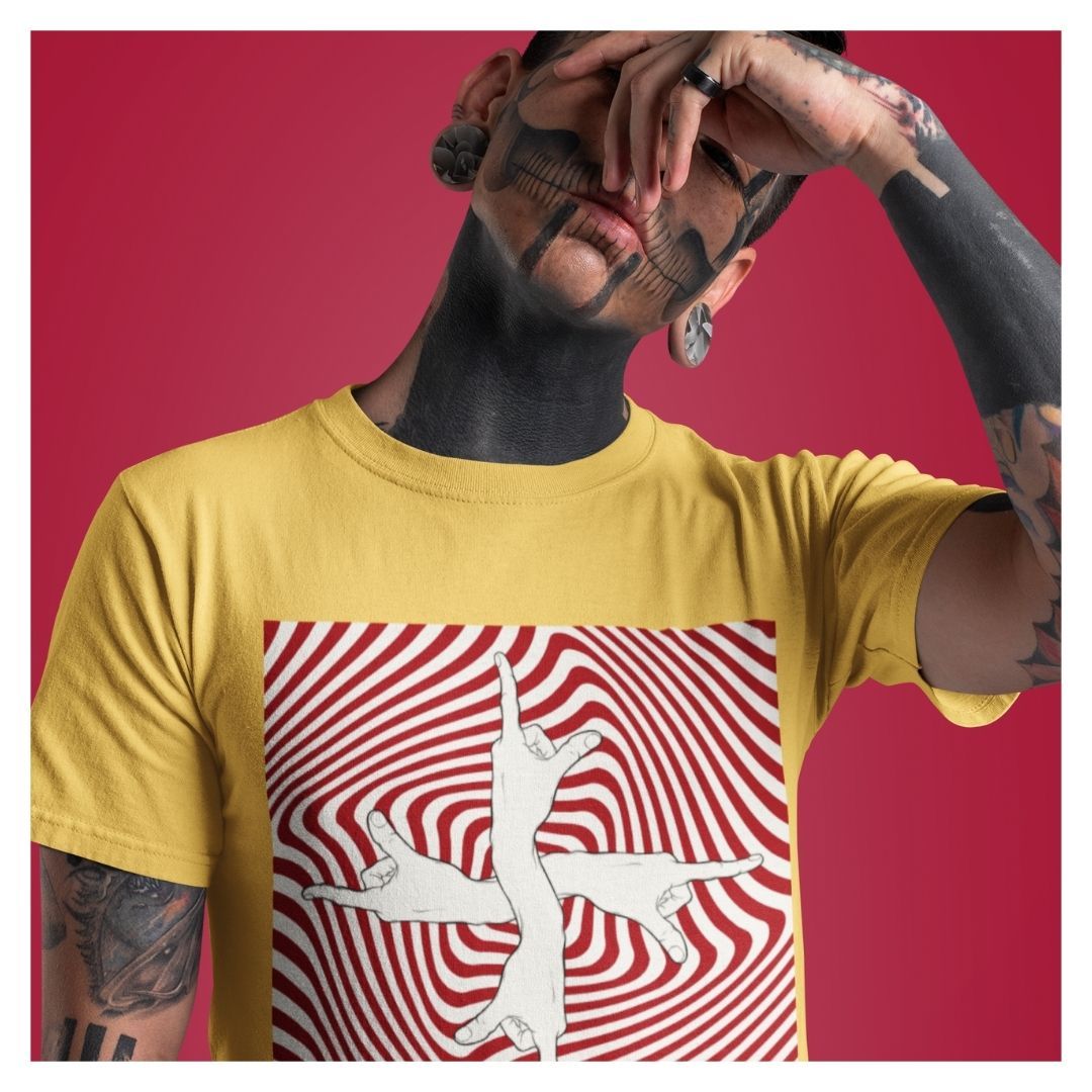 man wearing graphic tee