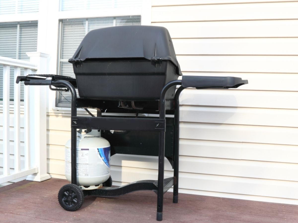 black grill on a porch