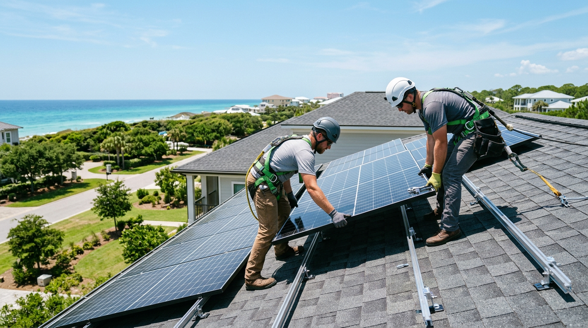 Solar Panel Installation on Coastal Home