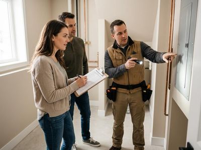 Home Inspector Explains Electrical Panel to Couple