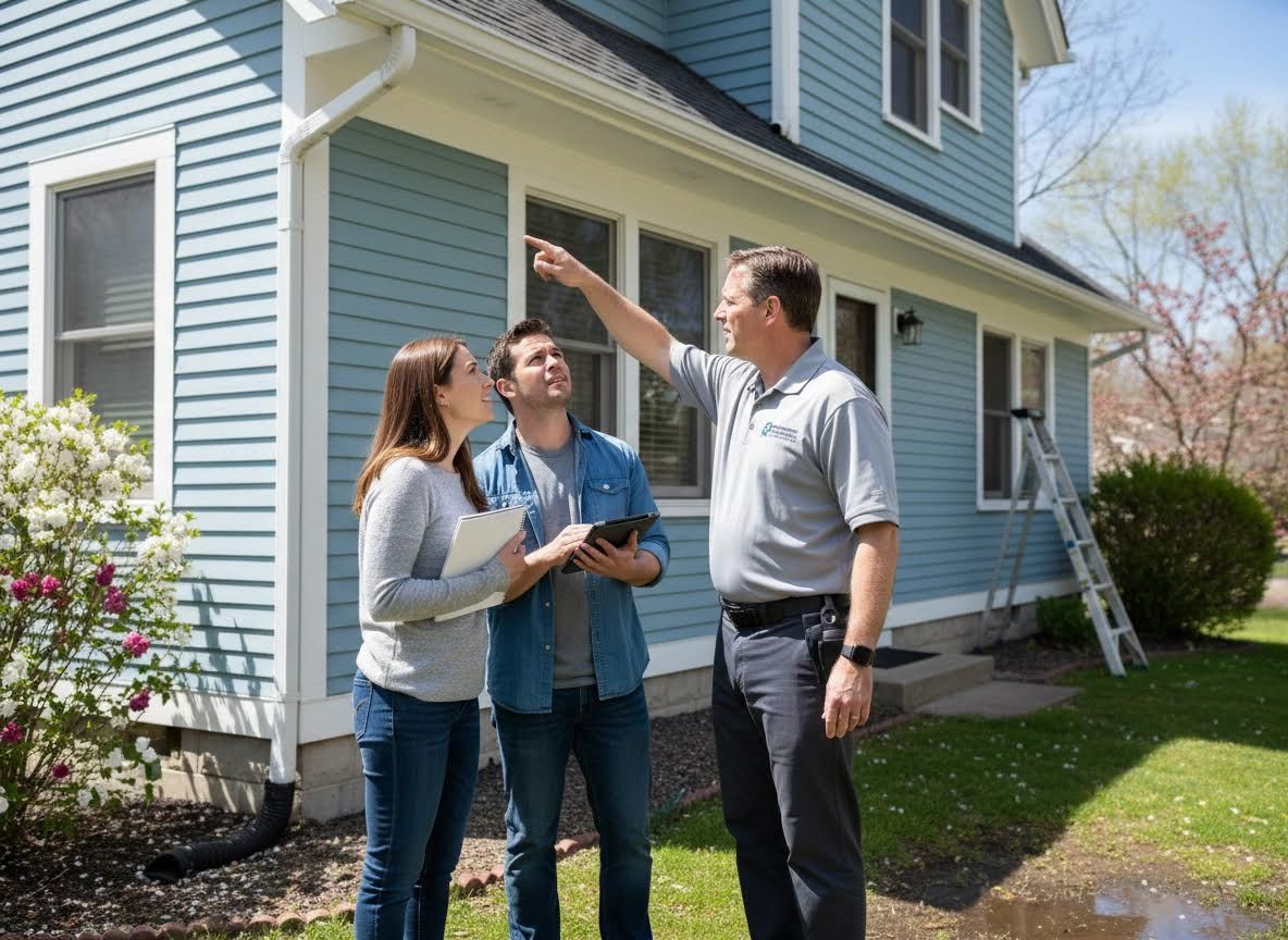 Home Inspector Explaining Issues to Couple
