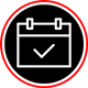 Calendar icon with a checkmark, representing booking or scheduling.