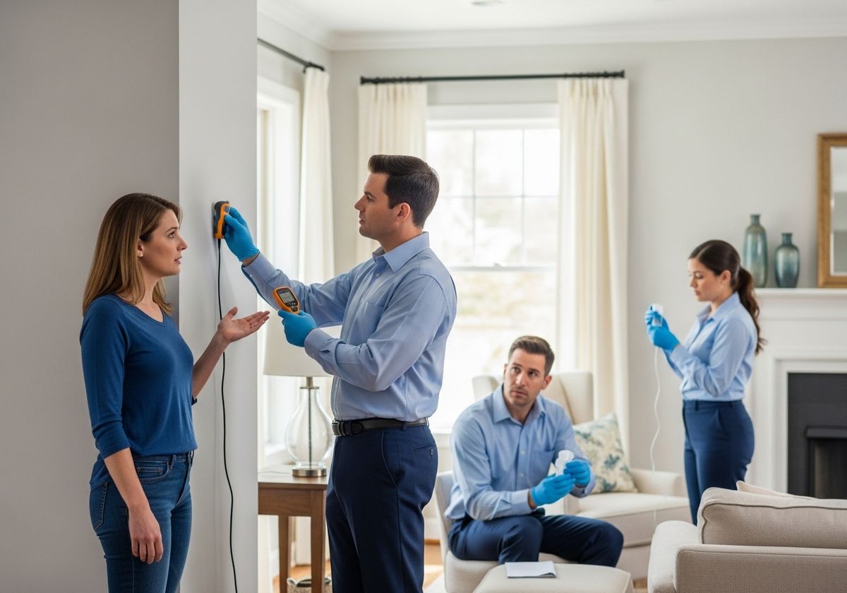 Technicians Inspecting Home with Moisture Meter
