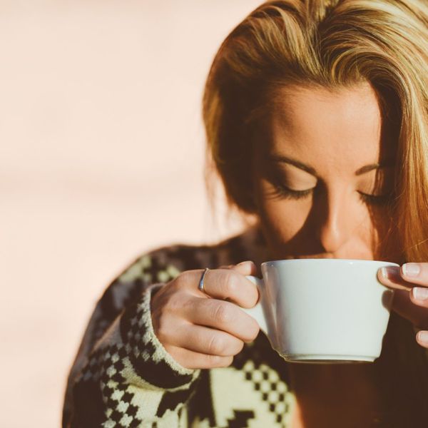 woman drinking coffee