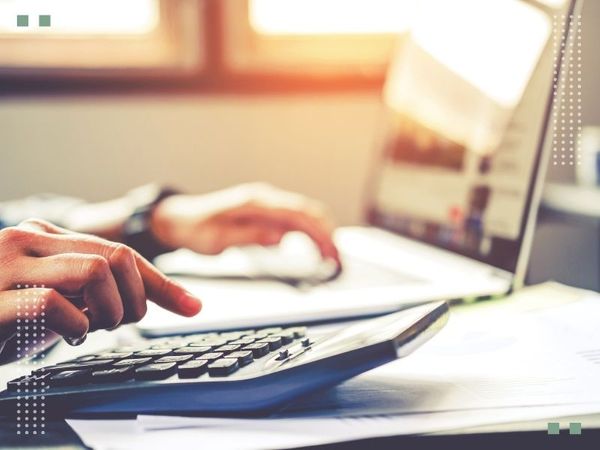 typing on a calculator