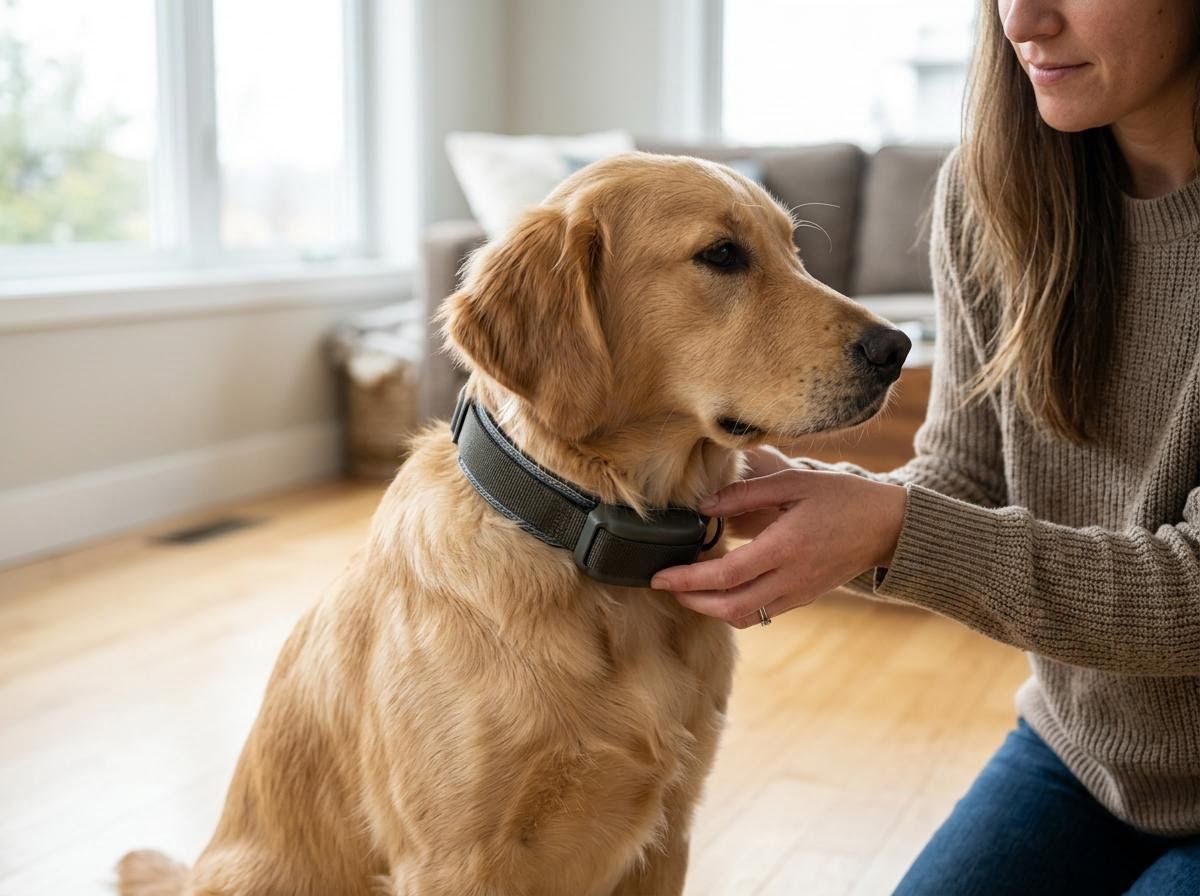 Golden Retriever with Smart Tracking Collar
