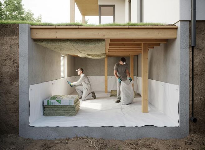 Insulation and Drainage Installation in a Home Foundation