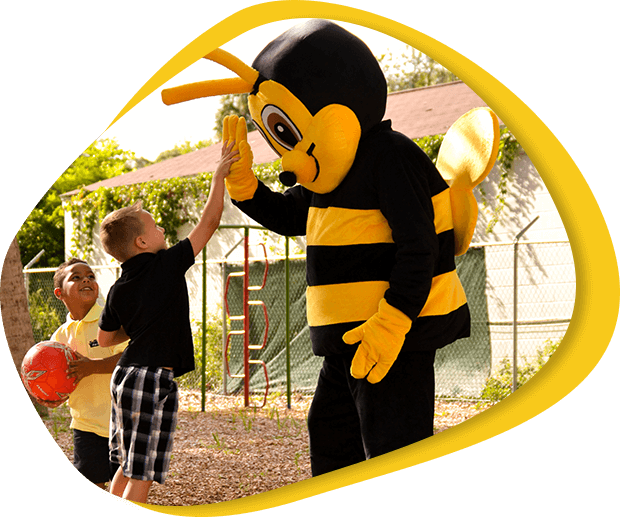 bee high-fiving child