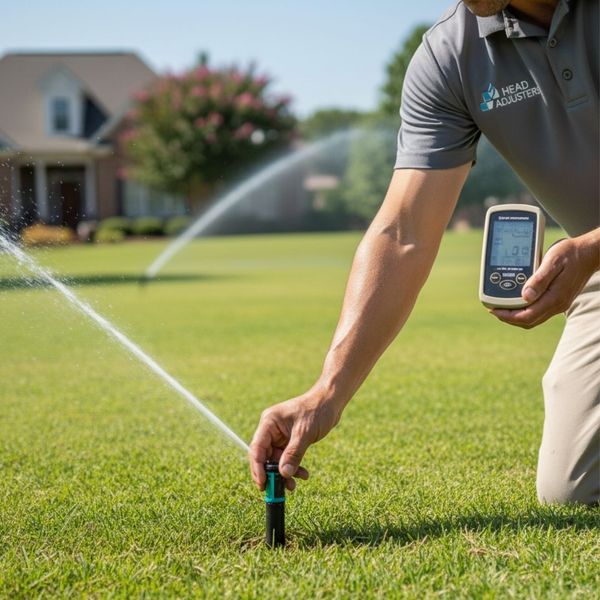 a male technician working on a sprinkler head