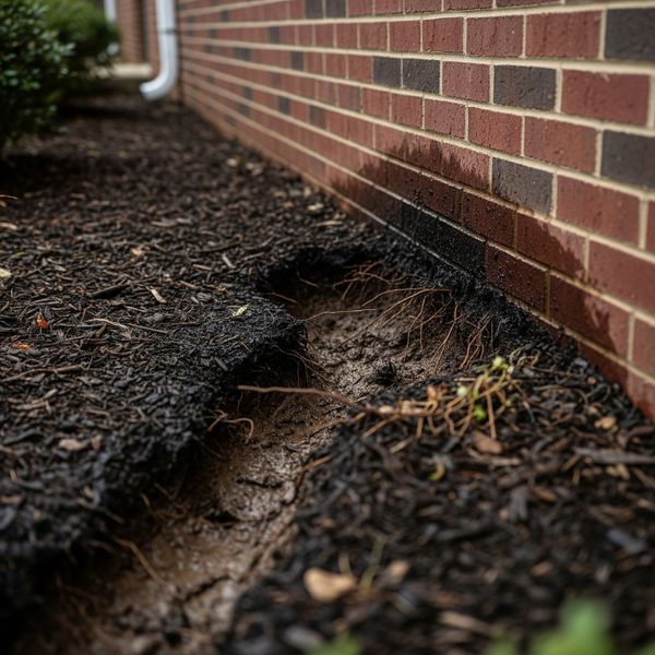 over-saturation from a faulty sprinkler causing soil erosion