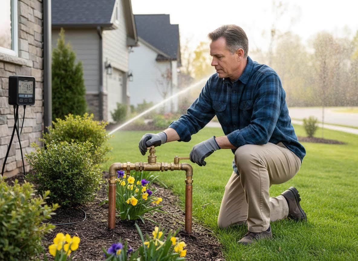 Man adjusting smart irrigation system
