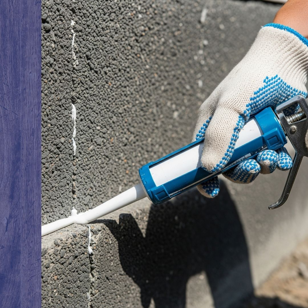 using a caulk gun to seal a crack 