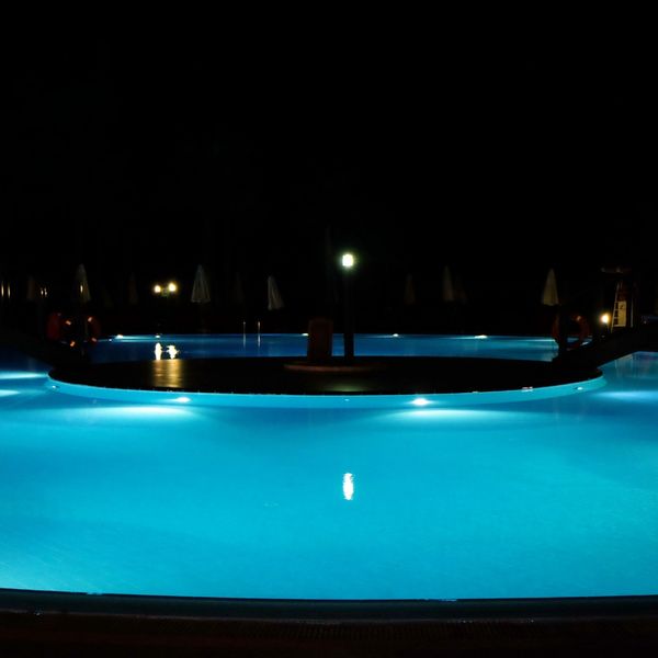 Side pool lighting at night