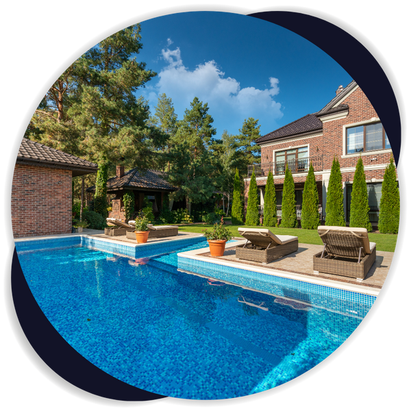 residential pool with decorative tile