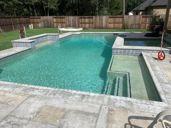Aging Houston pool with a worn deck before structural crack repair