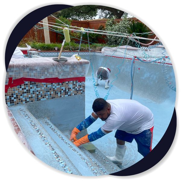 man resurfacing pool