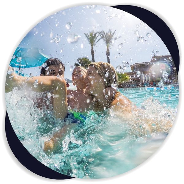 Family having fun in a pool