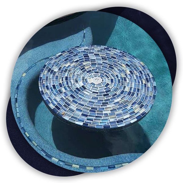 Mosaic tile bench in a Houston pool