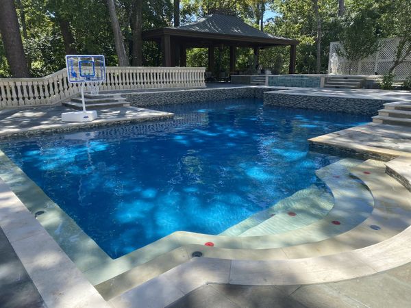 Freshly plastered Houston pool with a smooth blue finish
