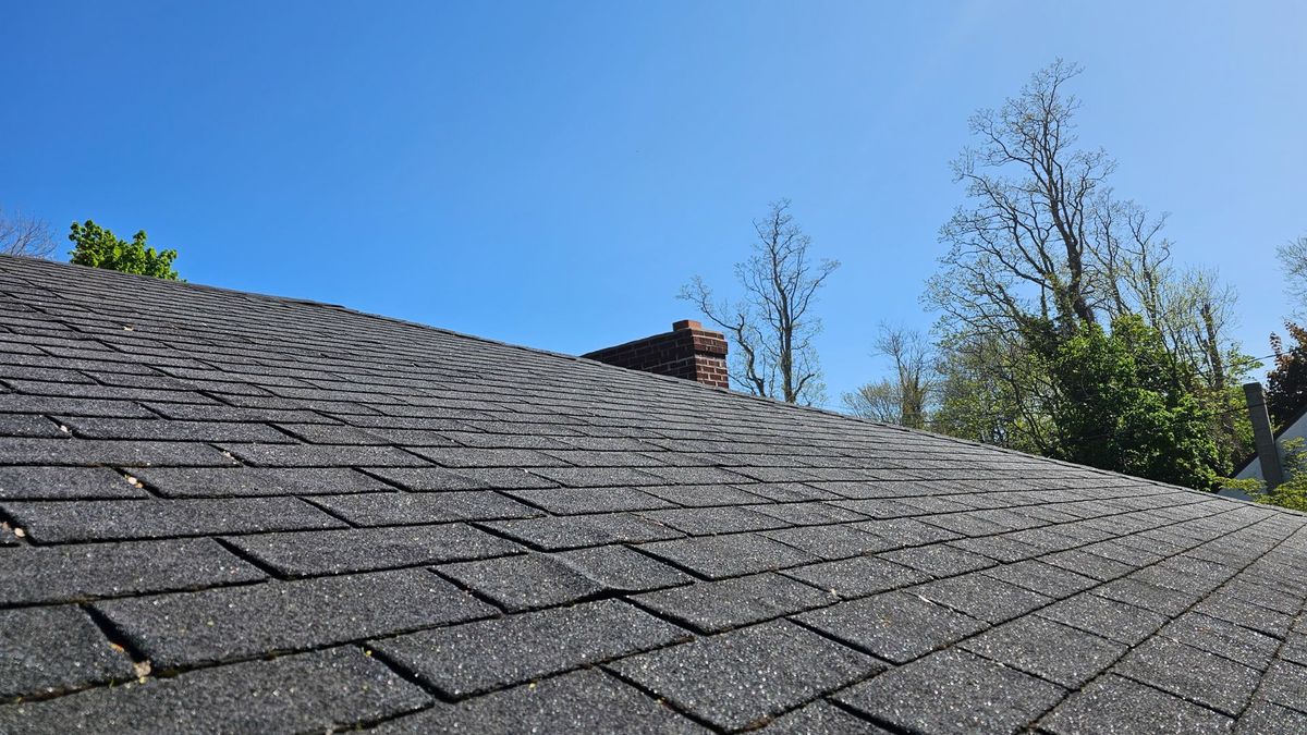 Close up of home roof with shingles