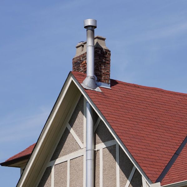 New roof with a chimney up top