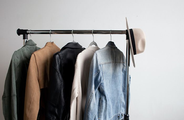 Clothing hanging on a rack