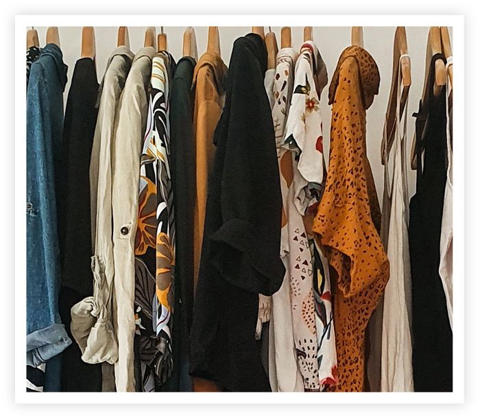 Clothes hanging from a rack