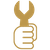 gold icon of hand holding wrench