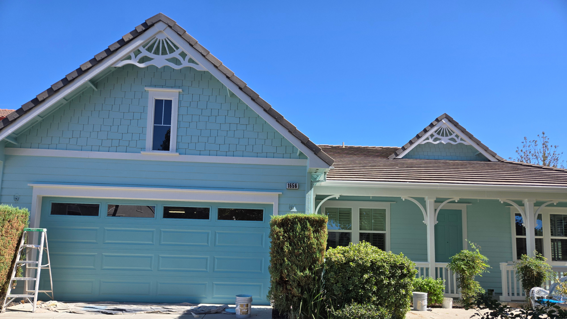 A light blue painted home