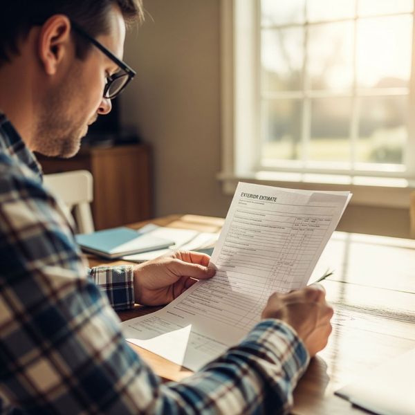 A homeowner reviewing a detailed estimate A homeowner reviewing a detailed estimate