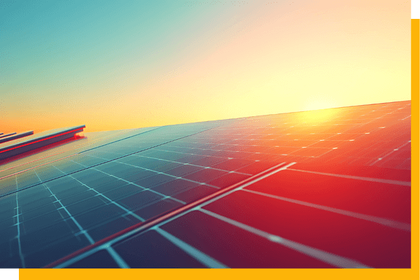 solar panels at sunset